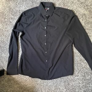 JF J.Ferrar Stretch Slim Shirt, Black,  Medium, 15-15-1/2 (34-35)